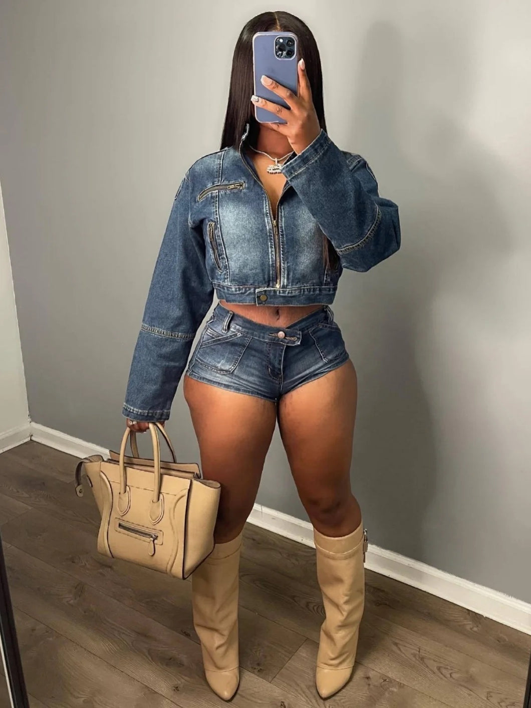 “Rocky” Denim Short Set