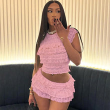 Load image into Gallery viewer, “So Chic” ruffled two piece set
