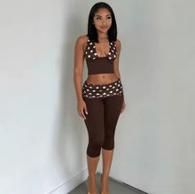 Load image into Gallery viewer, “Espresso” 2 piece polka dot set
