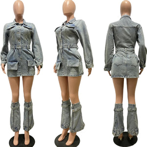 “Harley”Denim Dress Set