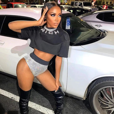 High Waisted Shiny Shorts - Certified Barb Collection