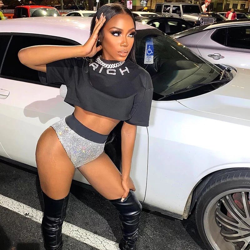 High Waisted Shiny Shorts - Certified Barb Collection